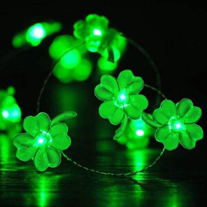 bohon decorative lights shamrocks led string lights battery operated with remote 10 ft 40 leds lucky clover handmade string lights for bedroom party feast of st. patrick’s day green decoration