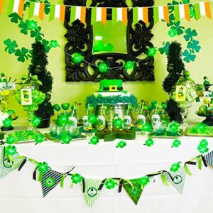 BOHON Decorative Lights Shamrocks LED String Lights Battery Operated with Remote 10 ft 40 LEDs Lucky Clover Handmade String Lights for Bedroom Party Feast of St. Patrick's Day Green Decoration