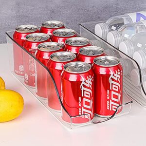 TOPZEA 6 Pack Refrigerator Organizer Bins, Pop Soda Drink Can Dispenser Beverage Holder, Clear Plastic Canned Food Storage Container for Freezer, Fridge, Pantry, Cabinet, Kitchen, BPA Free