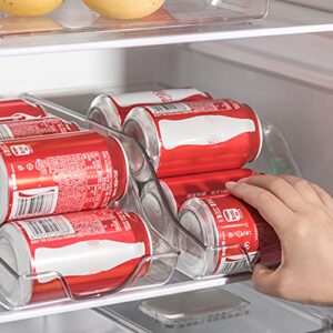 TOPZEA 6 Pack Refrigerator Organizer Bins, Pop Soda Drink Can Dispenser Beverage Holder, Clear Plastic Canned Food Storage Container for Freezer, Fridge, Pantry, Cabinet, Kitchen, BPA Free