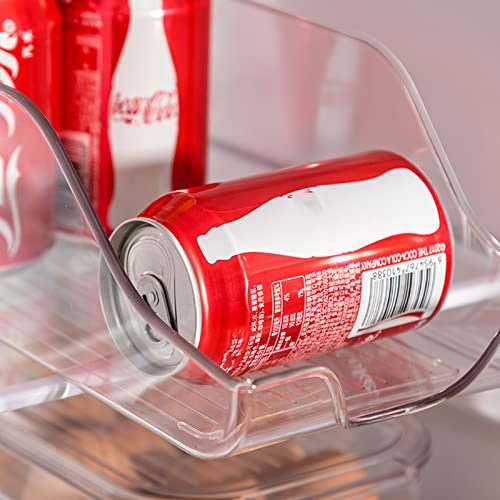 TOPZEA 6 Pack Refrigerator Organizer Bins, Pop Soda Drink Can Dispenser Beverage Holder, Clear Plastic Canned Food Storage Container for Freezer, Fridge, Pantry, Cabinet, Kitchen, BPA Free