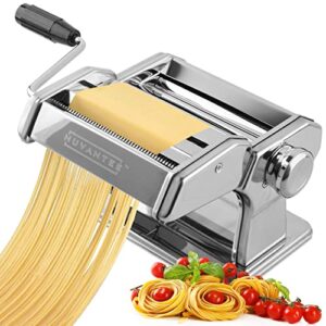 nuvantee pasta maker machine,manual hand press,adjustable thickness settings,noodles maker with washable aluminum alloy rollers and cutter, perfect for spaghetti,fettuccini, lasagna