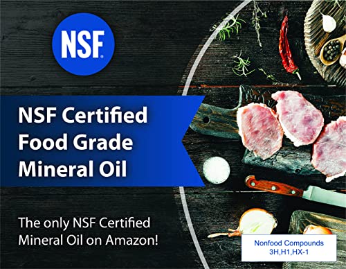 NSF Certified Food Grade Mineral Oil – Gallon (128oz), Certified Food Safe Conditioner for Wood Cutting Boards, Butcher Blocks and Stainless-Steel Kitchen Equipment