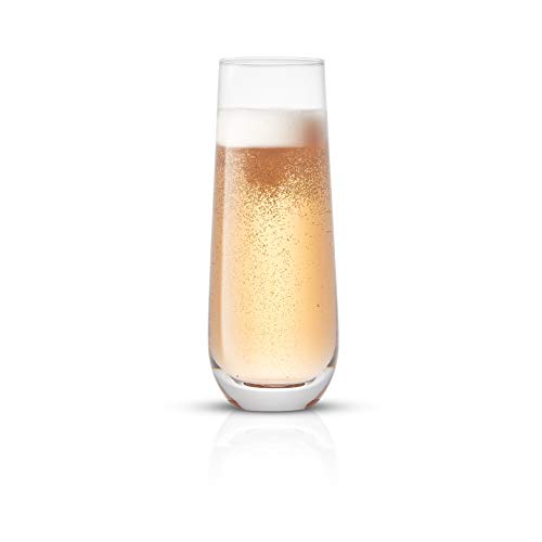 JoyJolt Milo Stemless Champagne Flutes Set of 8 Crystal Glasses. 9.4oz Champagne Glasses. Prosecco Wine Flute, Mimosa Glasses Set, Cocktail Glass Set, Water Glasses, Highball Glass, Bar Glassware