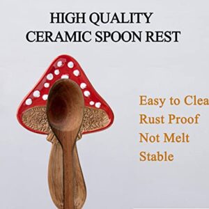 Spoon Rest Spoon Holder For Stove Top Cute Mushroom Spoon Rest For Kitchen Counter Ceramic Spatula Holder Utensil Rest