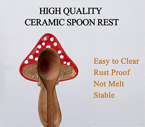 Spoon Rest Spoon Holder For Stove Top Cute Mushroom Spoon Rest For Kitchen Counter Ceramic Spatula Holder Utensil Rest