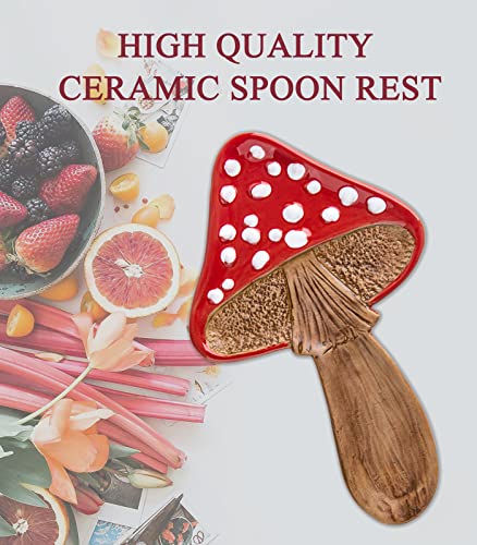 Spoon Rest Spoon Holder For Stove Top Cute Mushroom Spoon Rest For Kitchen Counter Ceramic Spatula Holder Utensil Rest