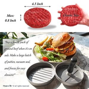 Meykers Burger Press 100 Patty Papers Set | Non-Stick Hamburger Press Patty Maker Mold with Free Wax Patty Paper Sheets | Meat Beef Cheese Veggie Burger Maker for Grill Griddle BBQ Barbecue | BPA Free