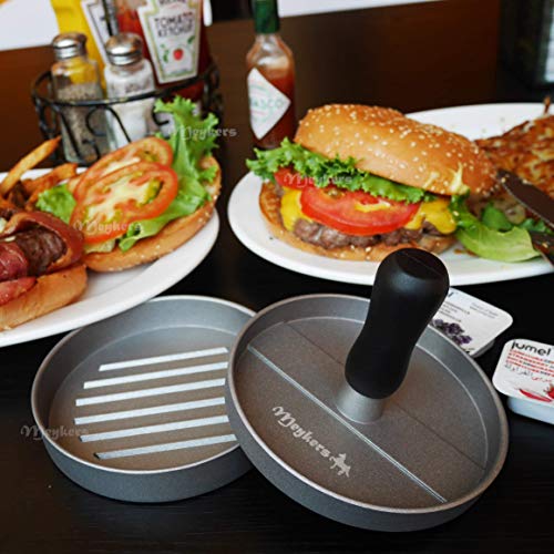 Meykers Burger Press 100 Patty Papers Set | Non-Stick Hamburger Press Patty Maker Mold with Free Wax Patty Paper Sheets | Meat Beef Cheese Veggie Burger Maker for Grill Griddle BBQ Barbecue | BPA Free