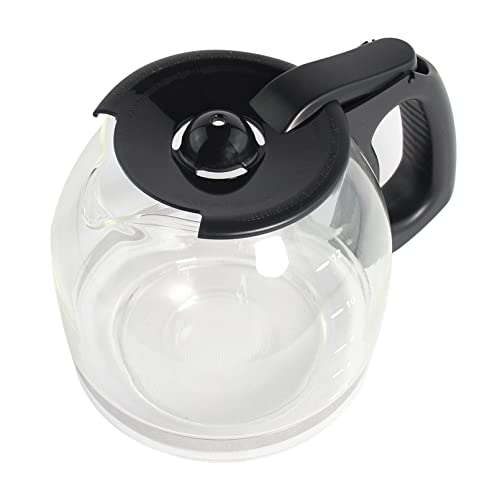 12-Cup Replacement Coffee Carafe Compatible with Mr. Coffee Coffee maker Pot, Replace Part# PLD12 PLD12-RB Series, Black Handle