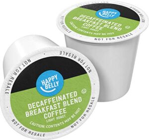 amazon brand – happy belly decaf light roast coffee pods, breakfast blend, compatible with keurig 2.0 k-cup brewers