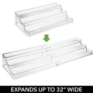 mDesign Plastic Shelf Adjustable & Expandable Spice Rack Organizer with 3 Tiers of Storage for Kitchen, Cabinet, Pantry Organization - Holds Spice Bottles, Seasonings - Ligne Collection, 2 Pack, Clear