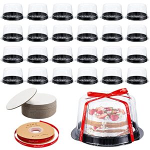 juexica 25 pack 6 inches disposable plastic cake container with thickened cake boards cake carrier with clear dome lid clear plastic cake carrier for transport, storing, displaying cakes