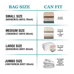 Vacuum Storage Bags, 10 Jumbo Space Saver Bags Vacuum Seal Bags with Pump, Space Bags, Vacuum Sealer Bags for Clothes, Comforters, Blankets, Bedding