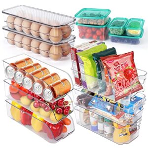 zvonema znm refrigerator organizer bins, 13 pack stackable plastic fridge organizers, storage clear bin with handle for kitchen, freezer, cabinet, countertops organization – bpa free