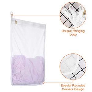 RoomyRoc Mesh Laundry Bag for Delicates with YKK Zipper, Mesh Wash Bag, Travel Storage Organize Bag, Clothing Washing Bags for Laundry, Travel Laundry Bag (White, 2 Large & 1 Medium)