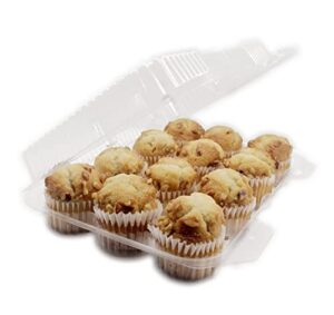 4u’life (mini cupcake 12 compartment crystal clear dome lid hinged cupcake carrier, packaging transporter, cupcake trays, cupcake holders-pack of 10