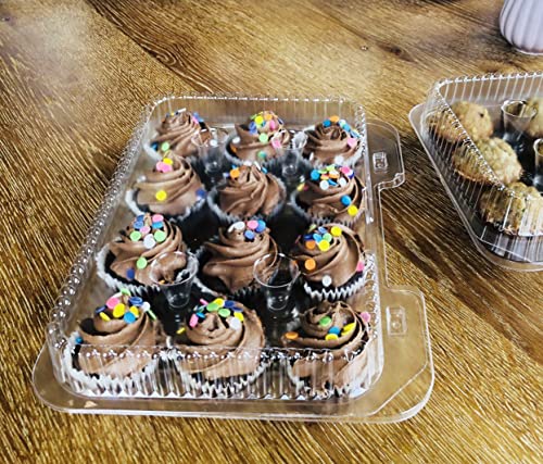 4U'LIFE (Mini Cupcake 12 Compartment Crystal Clear Dome Lid Hinged Cupcake carrier, Packaging Transporter, Cupcake Trays, Cupcake Holders-Pack of 10