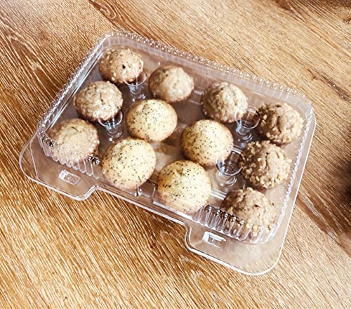 4U'LIFE (Mini Cupcake 12 Compartment Crystal Clear Dome Lid Hinged Cupcake carrier, Packaging Transporter, Cupcake Trays, Cupcake Holders-Pack of 10