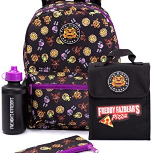 Five Nights at Freddy's Backpack Set Kids 4 Piece Lunch Box Water Bottle Pencil Case