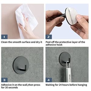 Adhesive Hooks Heavy Duty Waterproof in Shower Hooks for Hanging Loofah, Towels, Clothes, Robes for Bathroom Removable Adhesive Wall Hooks Door Hook Stainless Steel Black Stick on Hooks 4 Pcs