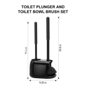 SetSail Toilet Brush and Plunger Set, Toilet Plungers for Bathroom Heavy Duty Toilet Bowl Brush and Holder Hidden Toilet Plunger and Brush Set for Deeply Cleaning - Black