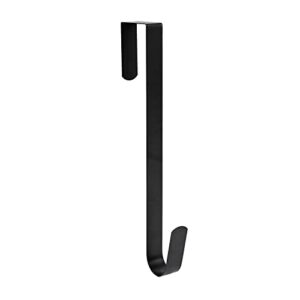 sattiyrch 12″ wreath hanger for front door,metal over the door single hook,black (1)