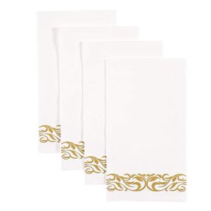 200 Pack Vplus Paper Napkins Guest Towels Disposable Premium Quality 3-ply Dinner Napkins Disposable Soft, Absorbent, Party Napkins Wedding Napkins for Kitchen, Parties, Dinners or Events (Gold)