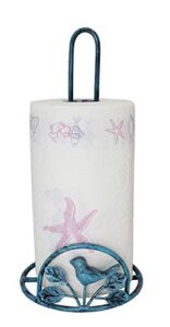 cast iron bird & tree scroll paper towel holder, turquoise