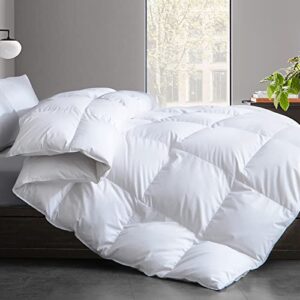 cosybay cotton quilted white feather comforter filled with feather & down –machine washable – all season duvet insert or stand-alone – queen size (90*90inch)
