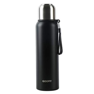 goofit insulated thermos with cup outdoor sports stainless steel thermos vacuum sealed coffee bottle travel mug thermos flask bpa free keeps cold 24h hot 24h 27oz black