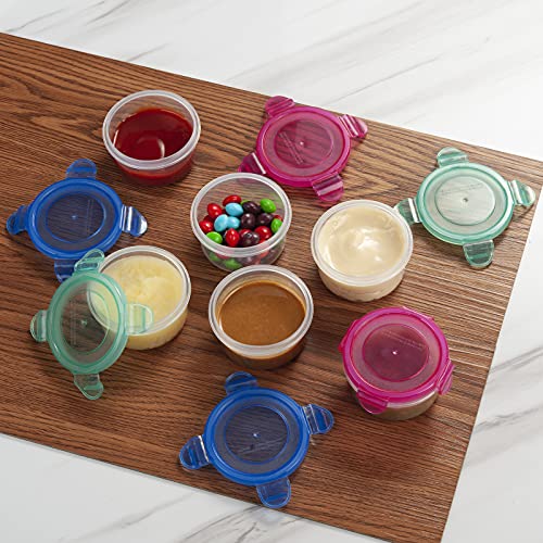 Freshmage Condiment Containers with Lids, 6 Pack 2.7 oz Reusable Leakproof Salad Dressing Container To Go Mini Meal Prep Sauce Cups