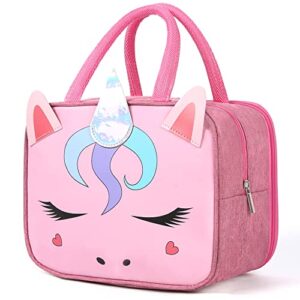 insulated lunch box bag for kids, reusable durable lightweight lunch bag for girls boys, keep food cold/warm, unicorn