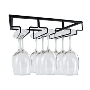 wine glass rack, under cabinet stemware rack wine glass holder, 3 rows black metal wine glass storage hanger under shelf for cabinet kitchen bar