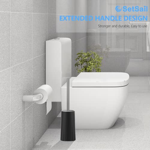 SetSail Toilet Brush, Toilet Bowl Brush and Holder Compact Size Toilet Brushes for Bathroom with 304 Stainless Steel Handle Toilet Cleaner Brush with Durable Scrubbing Bristles, Splash-Proof