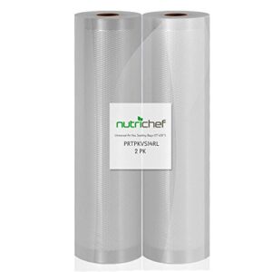 nutrichef vacuum sealer bags 11×50 rolls 2 pack for food saver, seal a meal, nutrichef, weston. commercial grade, bpa free, heavy duty, great for vac storage, meal prep or sous vide