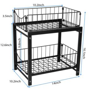 SIMCAS Under Kitchen Sink Organizers and Storage, 2-Tier Pull Out Cabinet Organizer with Sliding Basket Drawers for Under Sink Storage, Bathroom Sink Organizer Shelf, Pull Out Home Organizers, Black