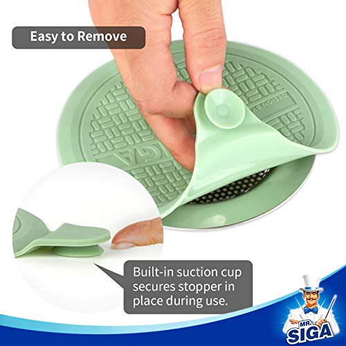 MR.SIGA Silicone Bathtub Stopper, Drain Stopper for Shower, Sink, 5.1" Diameter, 3 Pack