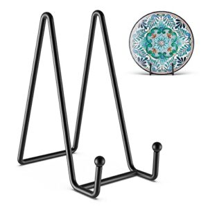 3 pack 6 inch plate stands for display picture stand – 6 inch vinyl table top display, metal frame holders decorative plate for book , picture, photo and platter, tabletop art, black 3 packs