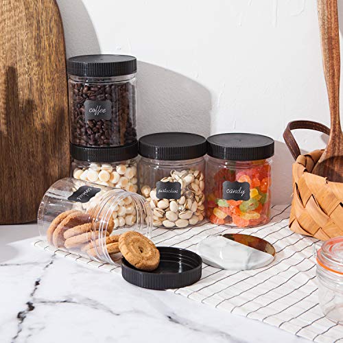 16oz Plastic Jars With Lids, Accguan Airtight Container for Food Storage, Clear Plastic Jars Ideal For Dry Food, Peanut Butter, Honey and Jam Storage, Set of 12