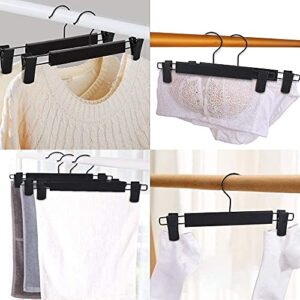 Lamitocs 10 Pack Pants Hangers with Adjustable Anti-Rust Clips for Pants, Skirts, Clothes Hangers Black