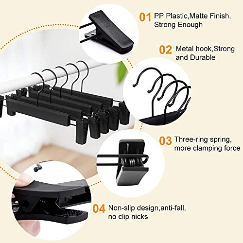 Lamitocs 10 Pack Pants Hangers with Adjustable Anti-Rust Clips for Pants, Skirts, Clothes Hangers Black