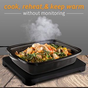 HOTLOGIC Mini Portable Oven, Food Warmer Electric Lunch Box with Wall Plug, Mini Personal Heated Lunch Box for Cooking and Reheating Meals in Office, Travel, Potlucks, Hotel, Home Kitchen (Black)