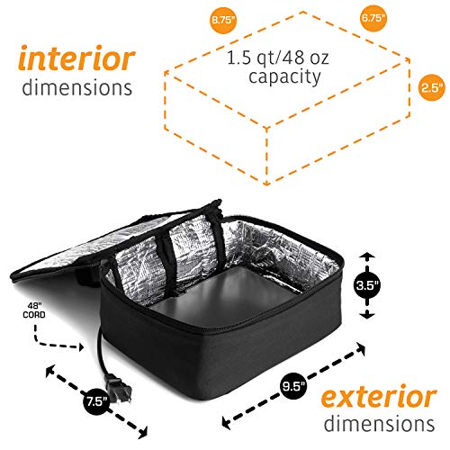 HOTLOGIC Mini Portable Oven, Food Warmer Electric Lunch Box with Wall Plug, Mini Personal Heated Lunch Box for Cooking and Reheating Meals in Office, Travel, Potlucks, Hotel, Home Kitchen (Black)