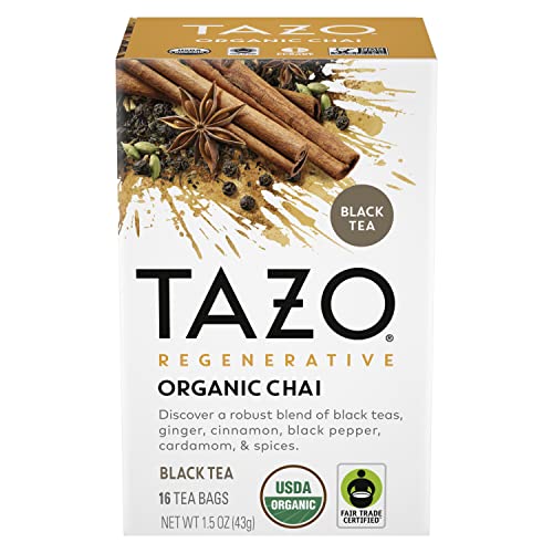 TAZO Tea Bags, Black Tea, Regenerative Organic Chai Tea, 16 Count (Pack of 6)