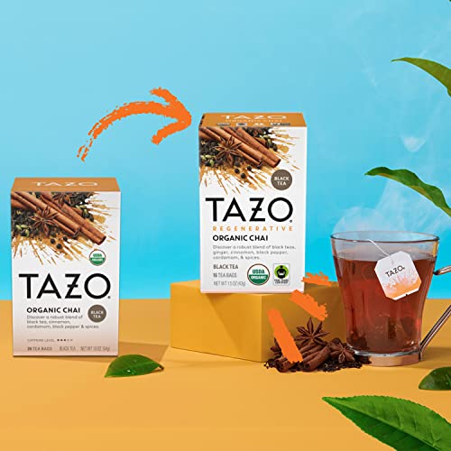 TAZO Tea Bags, Black Tea, Regenerative Organic Chai Tea, 16 Count (Pack of 6)