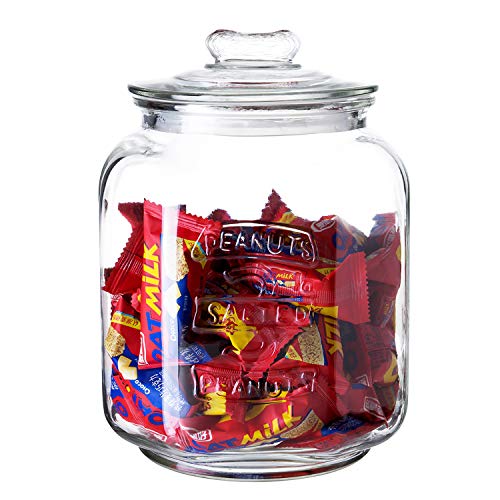 Diamond Star Glass Storage Jar Wide Mouth Canning Jar Large Candy Jar Kitchen Storage Containers with Airtight Glass Lid (120oz)