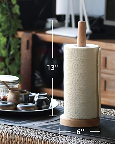 KitchLife Wooden Paper Towel Holder, Upgraded Size - Kitchen Paper Hanger Rack Bathroom Towel Roll Stand Organizer Simply Standing Countertop Paper Roll Holder