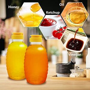 8 Pcs 16oz Clear Plastic Honey Bottles,Refillable Squeeze Honey Containers Jars for Storing Dispensing Fresh Honey,Syrup,Leak Proof Flip-Top Lids