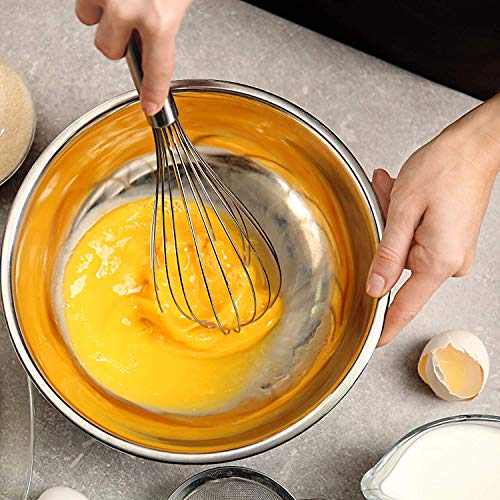 Whisks for Cooking, 3 Pack Stainless Steel Whisk for Blending, Whisking, Beating and Stirring, Enhanced Version Balloon Wire Whisk Set, 8"+10"+12"